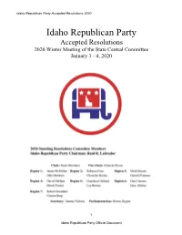 Accepted Resolutions Table of Contents Resolution 2020 – P1 4 Resolution Supporting the Electoral College