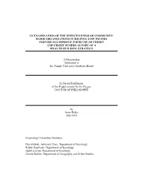 Based Organizations in Helping Low-Income Individuals Improve Their Use of Credit and Credit Scores As Part of a Wealth-Building Strategy