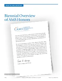 Biennial Overview of AMS Honors
