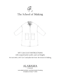 DIY CAR COAT INSTRUCTIONS with Cropped Jacket, Jacket, and Coat Lengths for Use with a DIY Car Coat/Jacket Kit from the School of Making