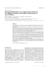 Hyperproinsulinemia Is Not a Characteristic Feature in the Offspring of Patients with Different Phenotypes of Type II Diabetes