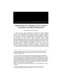 Membership Lists, Metadata, and Freedom of Association's Specificity Requirement