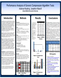 Performance Analysis of Generic Compression Algorithm Tools Andrew Keating, Jonathon Marolf Embry-Riddle Aeronautical University