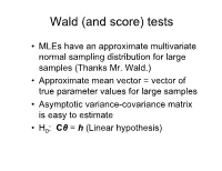 Wald (And Score) Tests