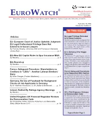 Eurowatch  Sourcetm Reporting on Legal and Regulatory Developments Affecting Foreign Companies Operating in the EU