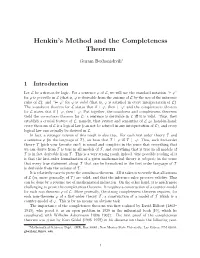 Henkin's Method and the Completeness Theorem