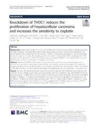 Knockdown of THOC1 Reduces the Proliferation of Hepatocellular