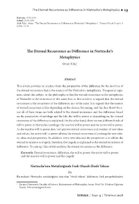 19 the Eternal Recurrence As Difference in Nietzsche's Metaphysics