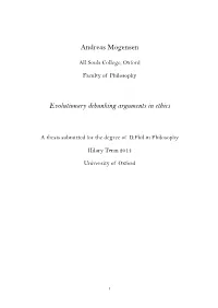 Evolutionary Debunking Arguments in Ethics