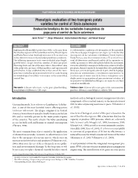 Phenotypic Evaluation of Two Transgenic Potato Varieties For