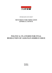 Political Platform for Final Resolution of Albanian-Serbian Issue