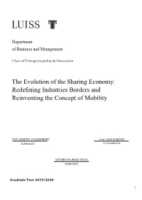 The Evolution of the Sharing Economy: Redefining Industries Borders and Reinventing the Concept of Mobility