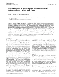Winter Habitat Use by the Endangered, Migratory Swift Parrot (Lathamus Discolor) in New South Wales