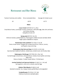 Bar Terrace Menu