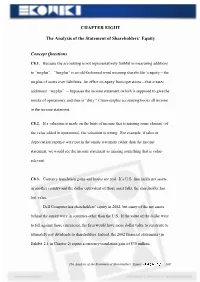 CHAPTER EIGHT the Analysis of the Statement of Shareholders' Equity Concept Questions