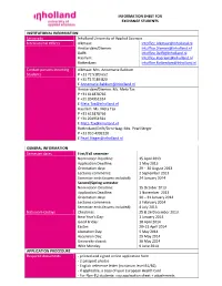 Information Sheet for Exchange Students Institutional Information