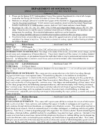 Spring 2019 Undergraduate Course Descriptions