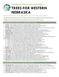 TREES for WESTERN NEBRASKA Justin Evertson & Bob Henrickson