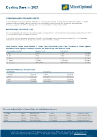 2021 Offshore Fund Dealing Days