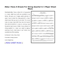 Abba I Have a Dream for String Quartet in C Major Sheet Music