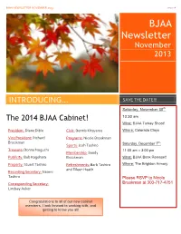 BJAA NEWSLETTER NOVEMBER 2013 Issue