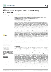 Business Model Blueprints for the Shared Mobility Hub Network