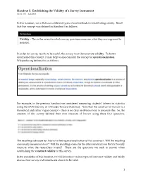 Handout 5: Establishing the Validity of a Survey Instrument STAT 335 – Fall 2016