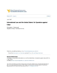 International Law and the United States' Air Operation Against Libya