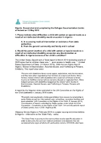 Nigeria: Researched and Compiled by the Refugee Documentation Centre of Ireland on 13 May 2010