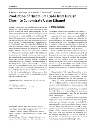 Production of Chromium Oxide from Turkish Chromite Concentrate Using Ethanol