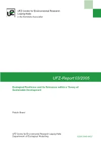 UFZ-Report 03/2005: Ecological Resilience and Its Relevance Within
