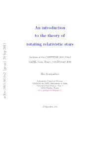 An Introduction to the Theory of Rotating Relativistic Stars
