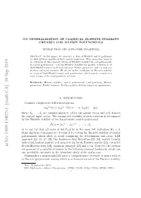 Arxiv:1909.13402V1 [Math.CA] 30 Sep 2019 Routh-Hurwitz Array [14], Argument Principle [23] and So On