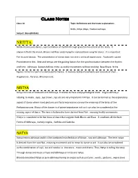 Class Notes NRITTA. NRITYA NATYA