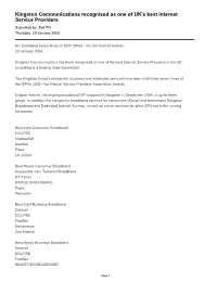 Kingston Communications Recognised As One of UK's Best Internet Service Providers Submitted By: Zed PR Thursday, 20 January 2005