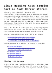 Linux Hacking Case Studies Part 4: Sudo Horror Stories