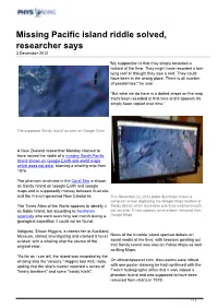Missing Pacific Island Riddle Solved, Researcher Says 3 December 2012