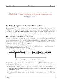 Module 4: Time Response of Discrete Time Systems Lecture Note 1