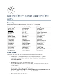 Report of the Victorian Chapter of the ASPG