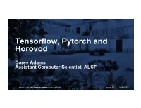 Tensorflow, Pytorch and Horovod