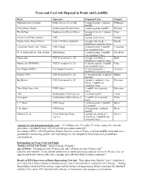 Texas and Coal Ash Disposal in Ponds and Landfills