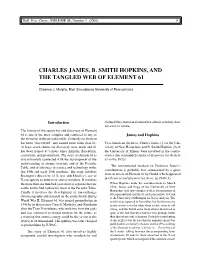 Charles James, B. Smith Hopkins, and the Tangled Web of Element 61