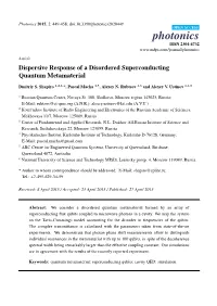 Dispersive Response of a Disordered Superconducting Quantum Metamaterial