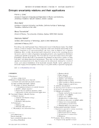 Entropic Uncertainty Relations and Their Applications