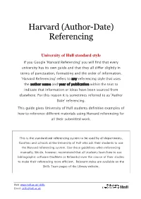 Harvard (Author-Date) Referencing