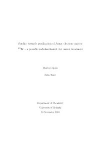 Studies Towards Purification of Auger Electron Emitter Er