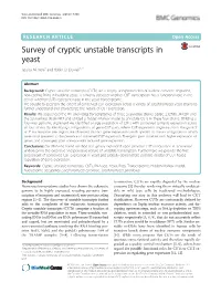 Survey of Cryptic Unstable Transcripts in Yeast Jessica M