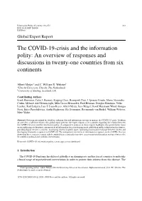The COVID-19-Crisis and the Information Polity: an Overview of Responses and Discussions in Twenty-One Countries from Six Continents