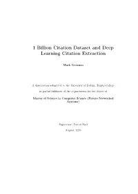 1 Billion Citation Dataset and Deep Learning Citation Extraction