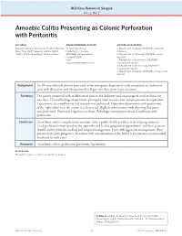 Amoebic Colitis Presenting As Colonic Perforation with Peritonitis